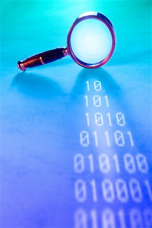 simsearch:700-00045838,k - Binary Code with Magnifying Glass Standing on Edge Stock Photo - Rights-Managed, Code: 700-00083039