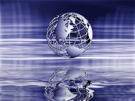simsearch:700-00280293,k - Wire Globe and Reflection on Water North and South America Stock Photo - Rights-Managed, Code: 700-00083127