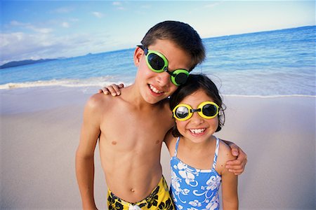 simsearch:700-00083447,k - Portrait of Boy and Girl in Swimwear on Beach Stock Photo - Rights-Managed, Code: 700-00083447