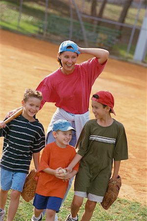 Mother and Children with Baseball Equipment Outdoors Stock Photo - Rights-Managed, Code: 700-00083588