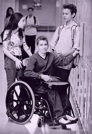 simsearch:700-00087935,k - Disabled Teenage Boy at School Locker With Friends Stock Photo - Rights-Managed, Code: 700-00095006