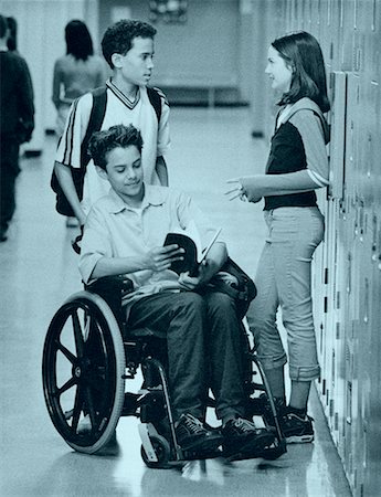 simsearch:700-00087935,k - Disabled Teenage Boy at School Locker With Friends Stock Photo - Rights-Managed, Code: 700-00095007