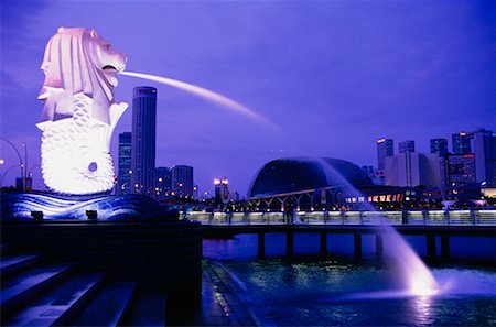 Singapour Merlion fontaine Photographie de stock - Rights-Managed, Code: 700-00097812