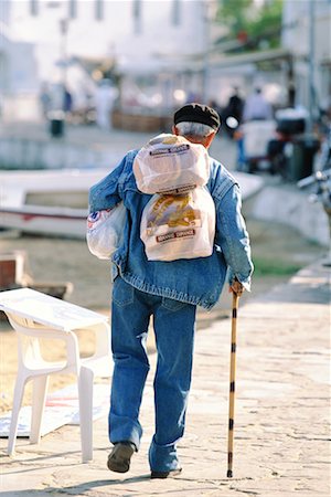Old Man With Shopping Chora, Mykonos, Greece Stock Photo - Rights-Managed, Code: 700-00097849