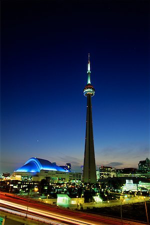 rogers centre - CN Tower and Skydome at Night Toronto, Ontario, Canada Stock Photo - Rights-Managed, Code: 700-00090378