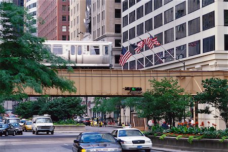 Elevated Train Chicago, Illinois, USA Foto de stock - Con derechos protegidos, Código: 700-00093574