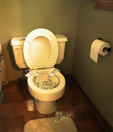 sepia bathroom - Money in Toilet Stock Photo - Rights-Managed, Code: 700-00093760