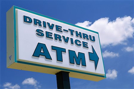 drive-thru - Signe ATM au volant Photographie de stock - Rights-Managed, Code: 700-00093885