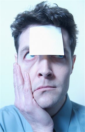 simsearch:700-00088934,k - Businessman with Sticky Note On Forehead Stock Photo - Rights-Managed, Code: 700-00159016