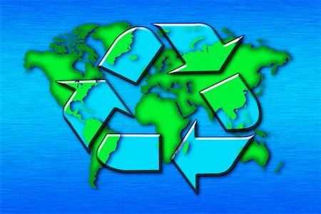 Recycling Symbol Over World Map Foto de stock - Con derechos protegidos, Código: 700-00150853