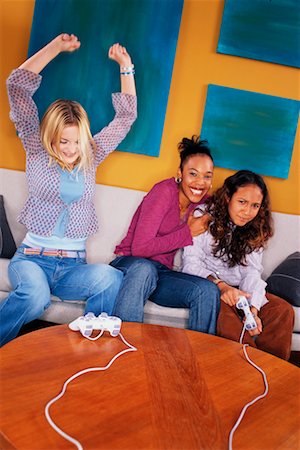 simsearch:700-00038500,k - Teenage Girls Playing Video Games Stock Photo - Rights-Managed, Code: 700-00153108