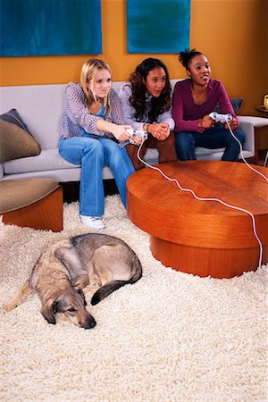 simsearch:700-00038500,k - Teenage Girls Playing Video Games Stock Photo - Rights-Managed, Code: 700-00153111