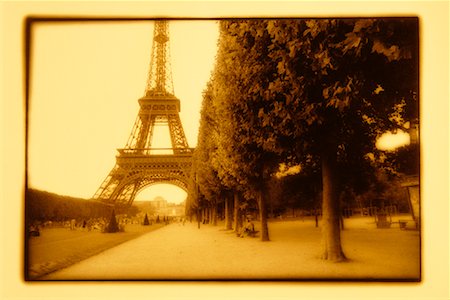 paris sepia - Eiffel Tower and Trees Paris, France Stock Photo - Rights-Managed, Code: 700-00168067