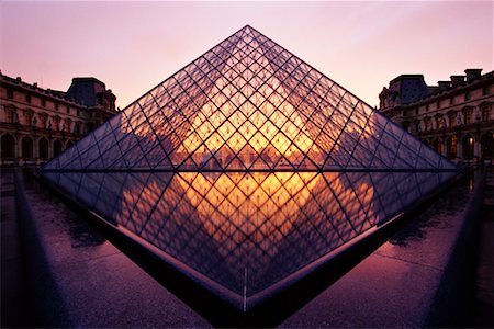 pyramid glass ceilings - The Louvre at Sunset Paris, France Stock Photo - Rights-Managed, Code: 700-00169505