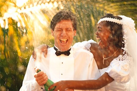 pop cork - Bride and Groom with Champagne Stock Photo - Rights-Managed, Code: 700-00184639