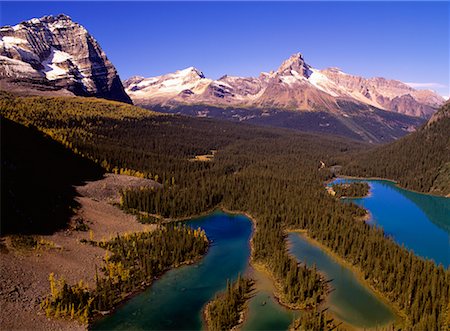 rockies foothills - Mountain over Lakes Odaray and Cathedral Mountains Opabin Plateau, Yoho National Park, British Columbia, Canada Stock Photo - Rights-Managed, Code: 700-00187575