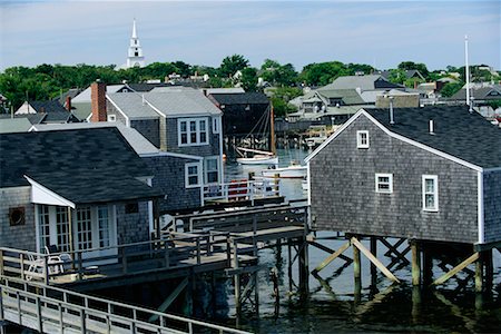 Waterfront Homes Nantucket Harbour Nantucket, Massachusetts USA Stock Photo - Rights-Managed, Code: 700-00187595
