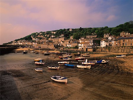 Boats at Low Tide Mousehole, England Stock Photo - Rights-Managed, Code: 700-00182855