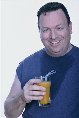 fat man exercising - Man with Beverage Stock Photo - Rights-Managed, Code: 700-00194720