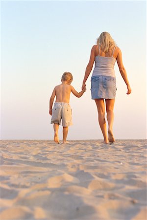 simsearch:700-01582158,k - Mother and Son Walking on Beach Stock Photo - Rights-Managed, Code: 700-00196127