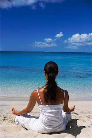 simsearch:700-00453545,k - Woman Doing Yoga on Beach Grande Case, Petite Plage Saint Martin Stock Photo - Rights-Managed, Code: 700-00197135