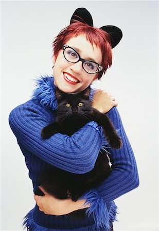 simsearch:614-03469543,k - Portrait of Woman with Cat Stock Photo - Rights-Managed, Code: 700-00197369