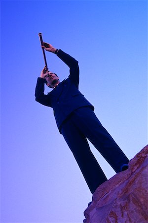 simsearch:700-00661362,k - Businessman on Cliff with Telescope Stock Photo - Rights-Managed, Code: 700-00199178