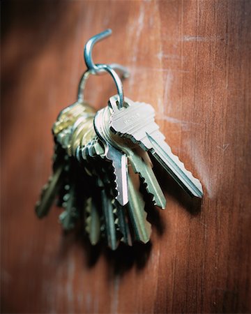 simsearch:700-00023730,k - Keys on Keyring Hanging on Hook Stock Photo - Rights-Managed, Code: 700-00190933