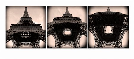 paris sepia - Eiffel Tower Triptych Paris France Stock Photo - Rights-Managed, Code: 700-00267827