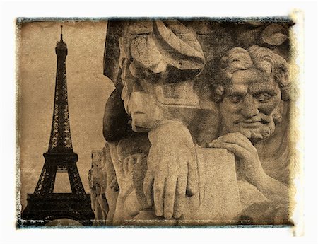 simsearch:700-00035072,k - Statues and Eiffel Tower Paris France Stock Photo - Rights-Managed, Code: 700-00267822