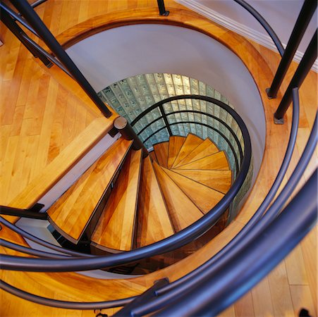 simsearch:700-06038236,k - Spiral Staircase in Home Stock Photo - Rights-Managed, Code: 700-00268977