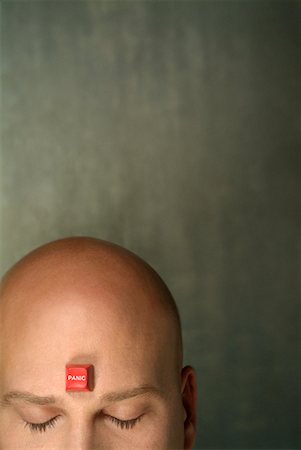 simsearch:700-00284729,k - Man With Panic Button on Forehead Stock Photo - Rights-Managed, Code: 700-00269089