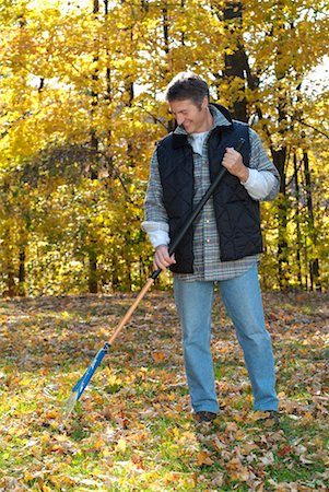 raking leaves autumn - Man Raking Leaves Stock Photo - Rights-Managed, Code: 700-00270207