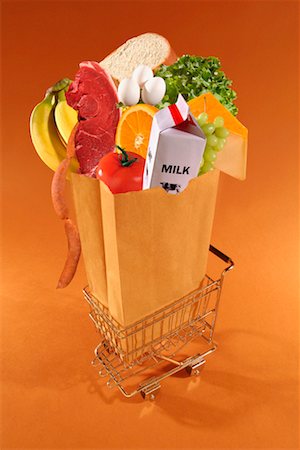 shopping cart full of fruits and veggies - Grocery Cart Full of Food Stock Photo - Rights-Managed, Code: 700-00285356