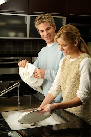 Couple Washing Dishes Stock Photo - Rights-Managed, Code: 700-00317205