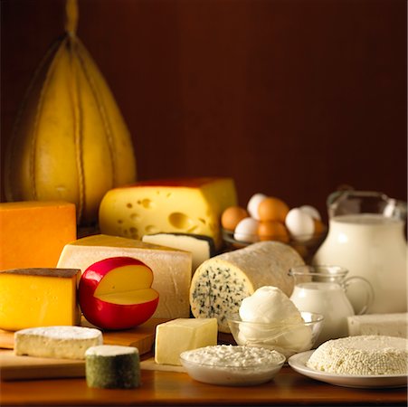 dairy eggs milk cheese - Assorted Dairy Products and Eggs Stock Photo - Rights-Managed, Code: 700-00317258