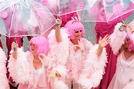 simsearch:862-06540939,k - Womaen in Pink Costumes Mardi Gras, St. Barthelemy French West Indies Stock Photo - Rights-Managed, Code: 700-00318560