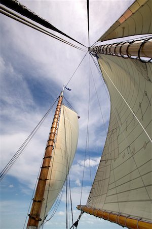 sail (fabric for transmitting wind) - Looking up at Mast and Sails Stock Photo - Rights-Managed, Code: 700-00343077