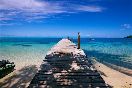 Pier in Huahine Lagoon, French Polynesia Stock Photo - Rights-Managed, Code: 700-00343475