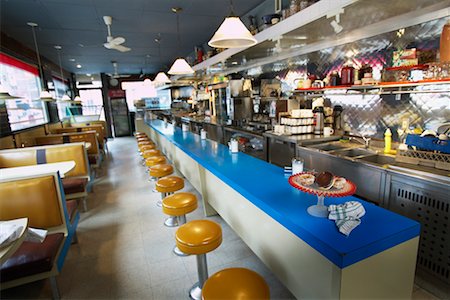 diner interior without people photos - Interior of Diner Stock Photo - Rights-Managed, Code: 700-00357345