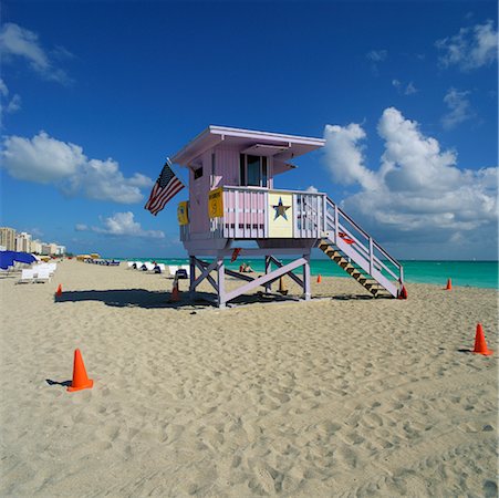 Lifeguard Station on Beach Miami Beach, Miami, Florida, USA Stock Photo - Rights-Managed, Code: 700-00357819