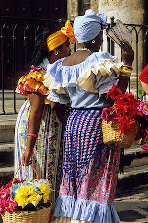 pictures of caribbean costume - Women Carrying Baskets of Flowers, Cuba Stock Photo - Rights-Managed, Code: 700-00424245