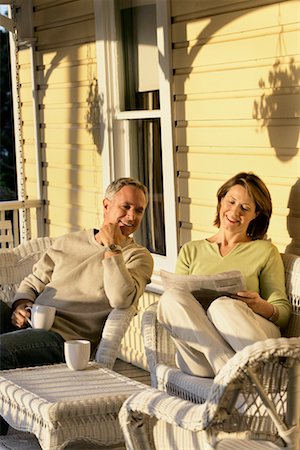 simsearch:700-00424852,k - Couple Reading on Porch Stock Photo - Rights-Managed, Code: 700-00424858