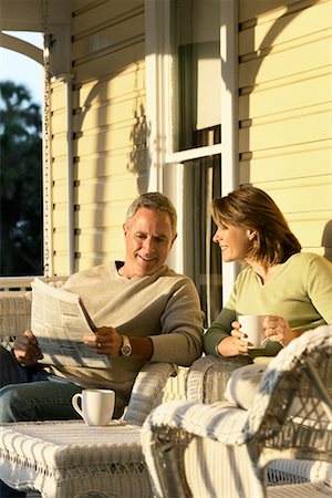 simsearch:700-00424852,k - Couple Reading on Porch Stock Photo - Rights-Managed, Code: 700-00424859