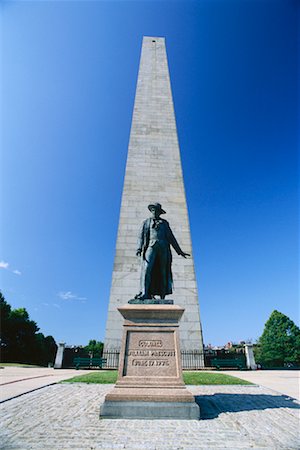 Statue of Colonel William Precott and Bunker Hill Monument, Bunker Hill, Freedom Trail, Boston, Massachusetts, USA Stock Photo - Rights-Managed, Code: 700-00425029