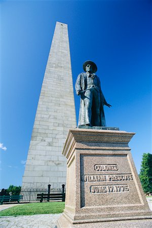 Statue of Colonel William Precott and Bunker Hill Monument, Bunker Hill, Freedom Trail, Boston, Massachusetts, USA Stock Photo - Rights-Managed, Code: 700-00425031