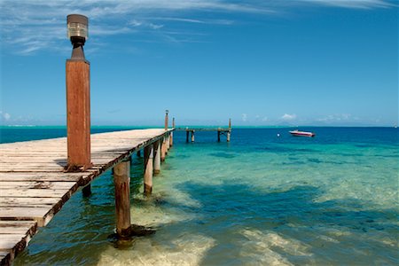 Jetty at Huahine Lagoon, French Polynesia Stock Photo - Rights-Managed, Code: 700-00426301