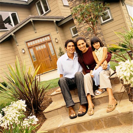 simsearch:700-00364230,k - Family on Steps of Home Stock Photo - Rights-Managed, Code: 700-00439929