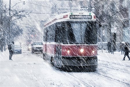 Streetcar in Snow Storm, Toronto, Ontario, Canada Stock Photo - Rights-Managed, Code: 700-00458154