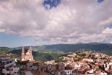 Cathedral and Town, Santa Prisca Cathedral, Taxco, Guerrero, Mexico Stock Photo - Rights-Managed, Code: 700-00459655